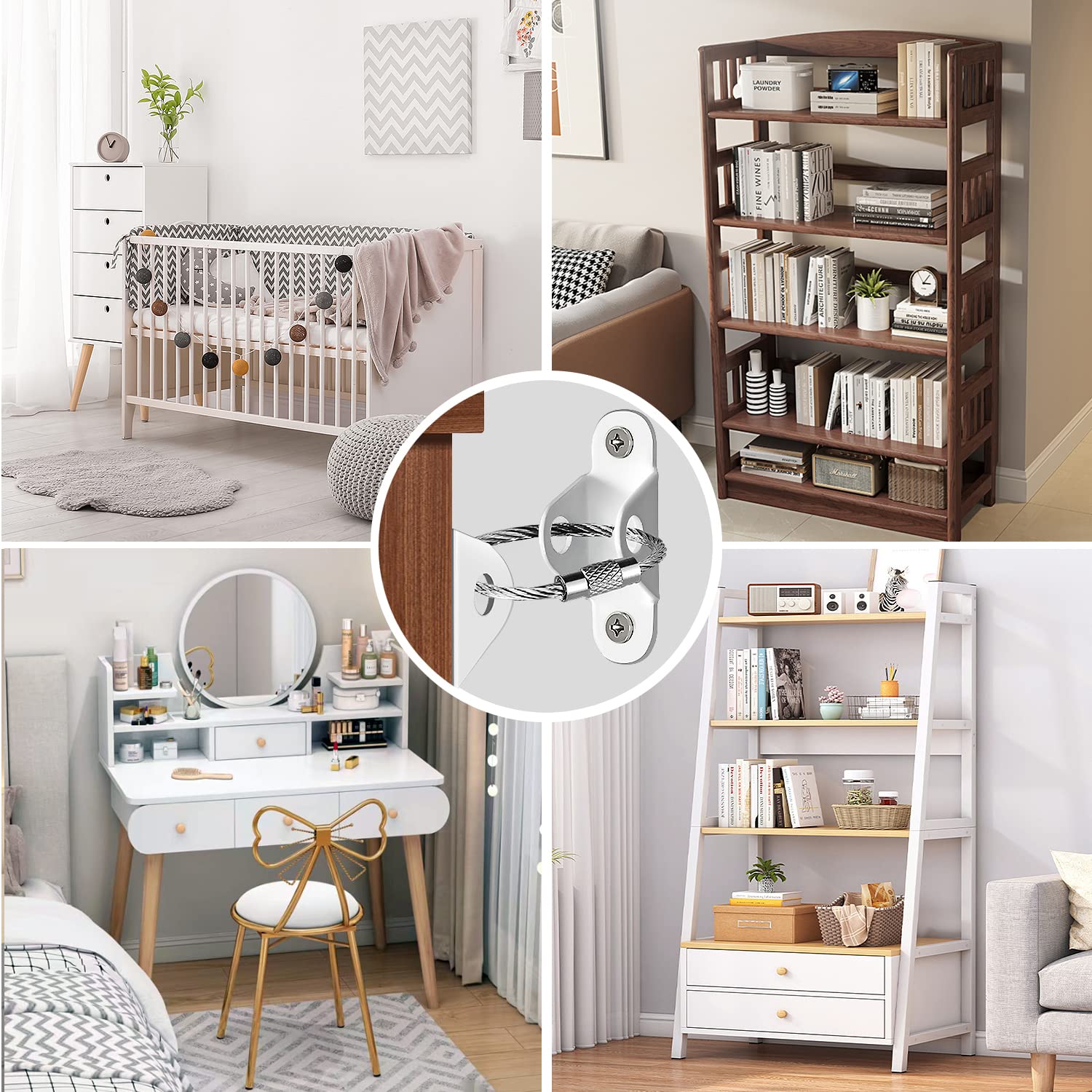 Baby Nursery Bookcase - Ancrage anti-basculement pour meubles, sangle amortissante,