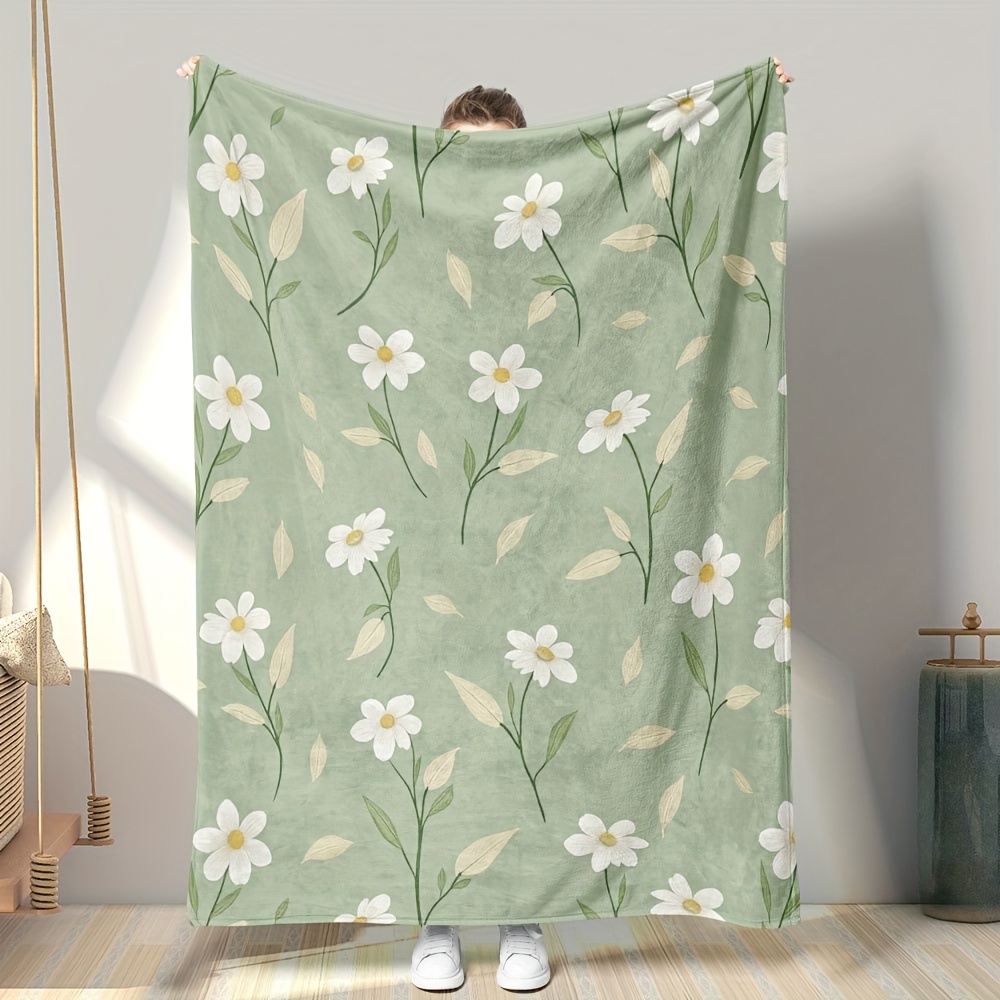 Baby Nursery Green - Couverture décorative à motif floral botanique
