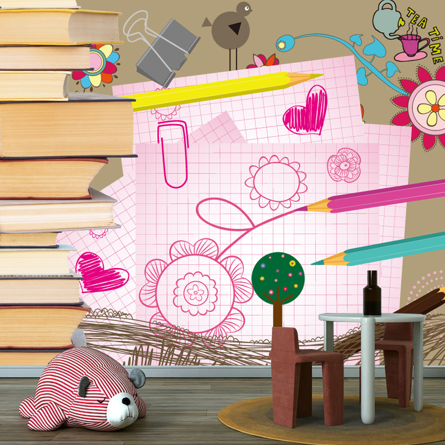 Baby Nursery Peel And Stick Wallpaper - Livres de dessins animés, papier peint