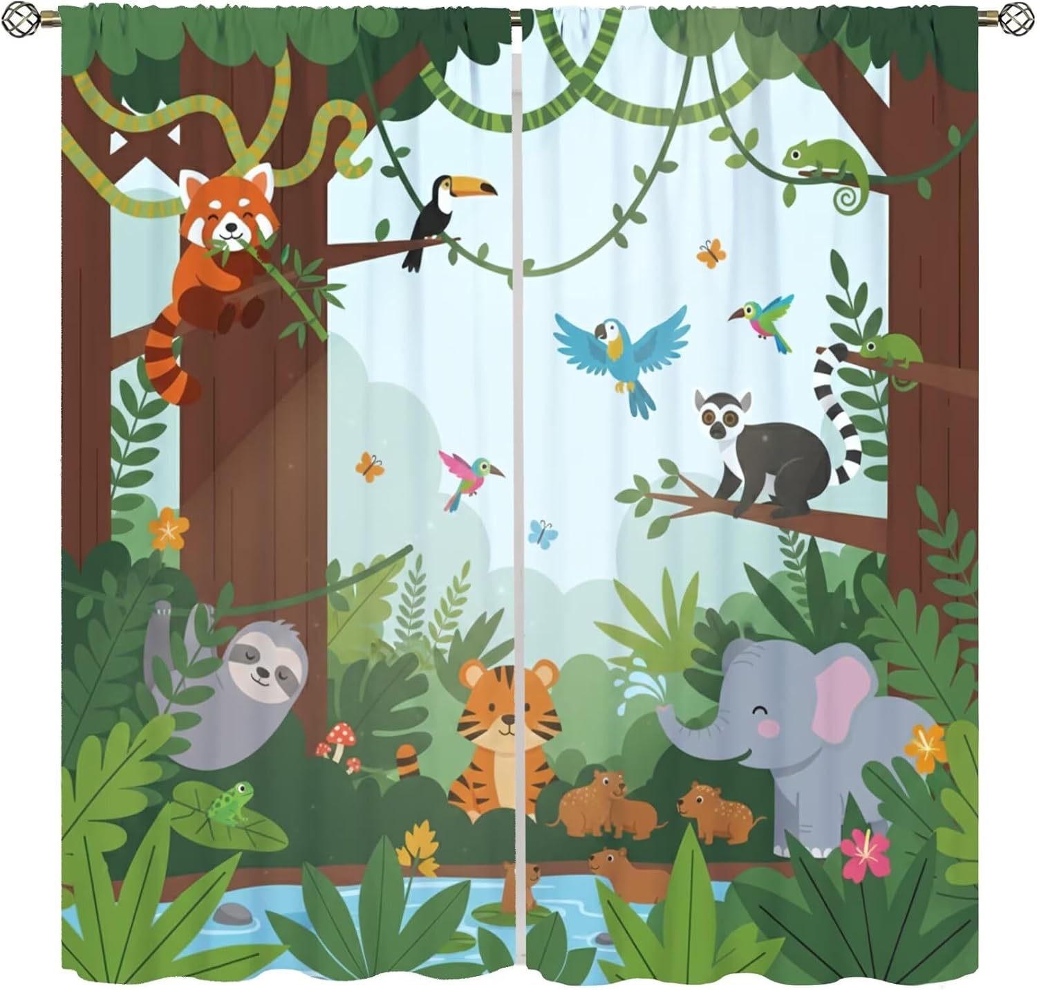 Baby Nursery Youtube - Rideaux transparents à motifs d'animaux de