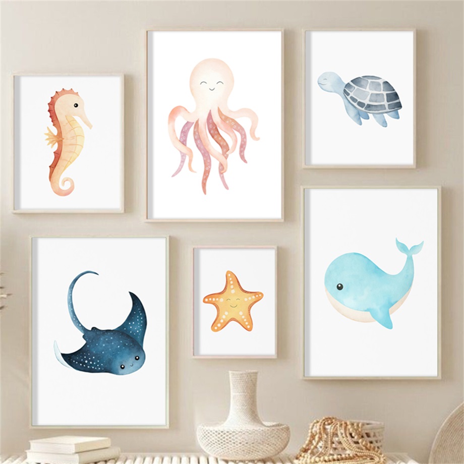 Baby Nursery Murals - Affiches d'aquarelle représentant des chevaux de