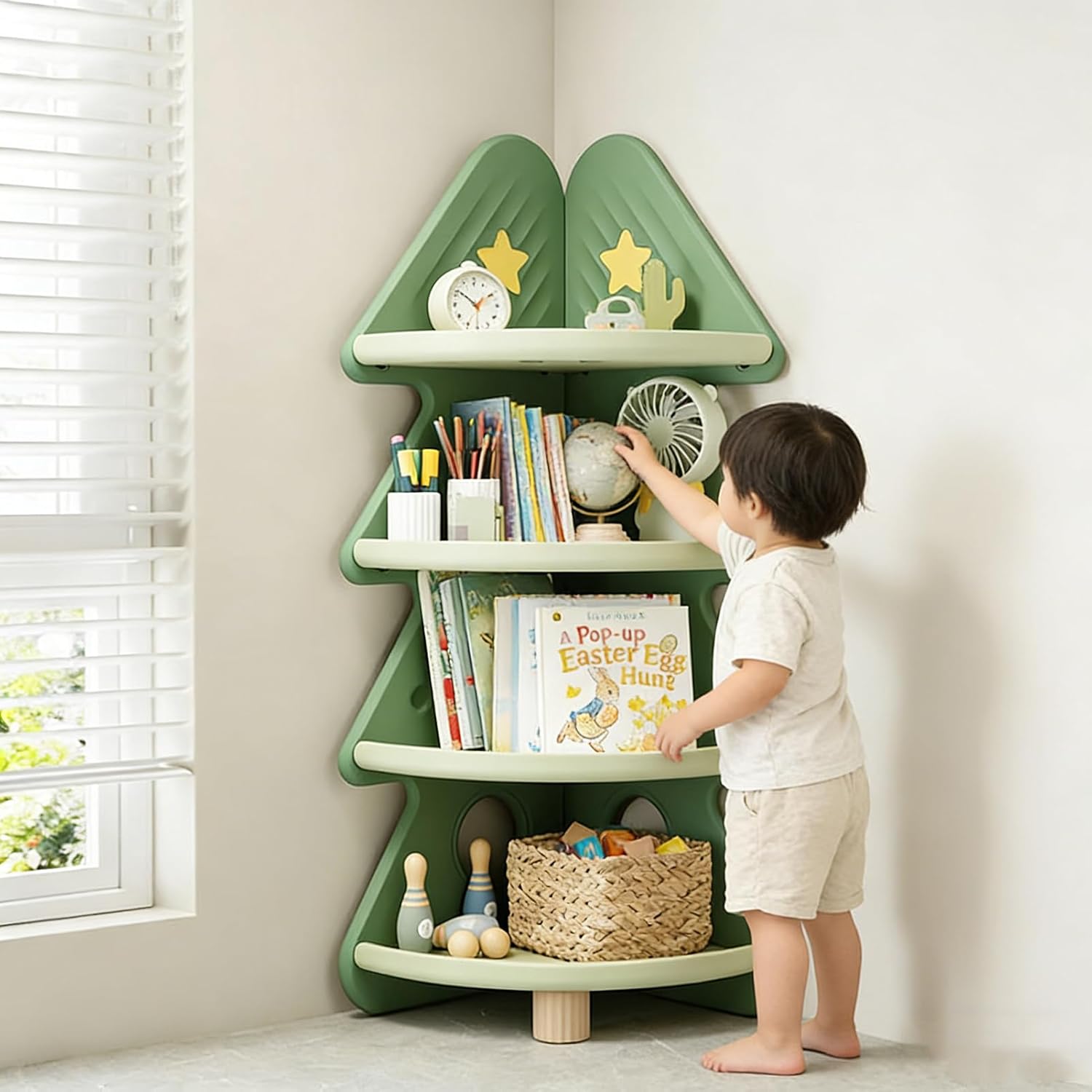 Baby Nursery Bookcase - Étagère d'angle à 4 niveaux pour