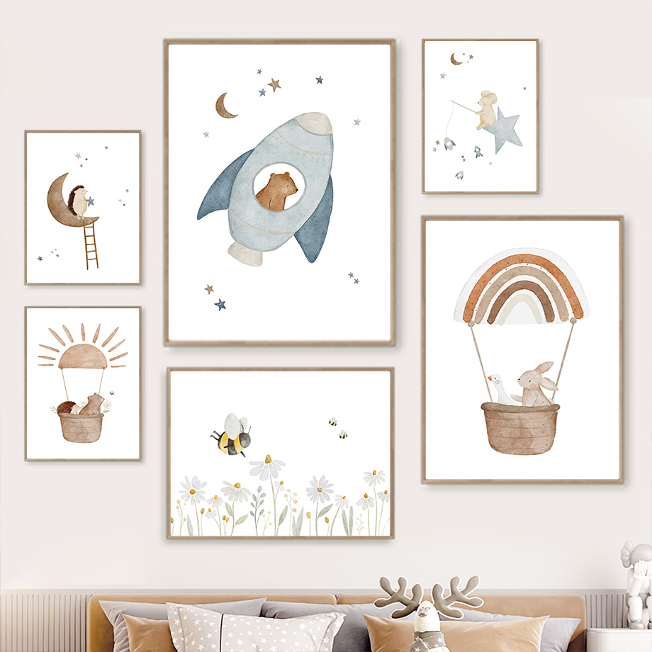Baby Nursery Murals - Art mural de pépinière d'animaux de