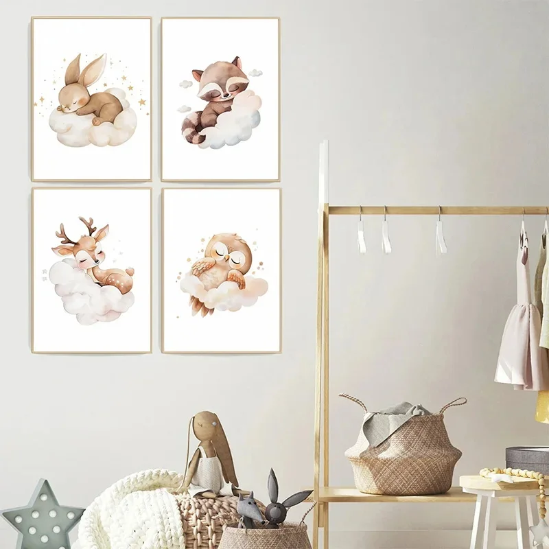Dessin animé nuage Animal toil - Baby Nursery Murals avis et prix
