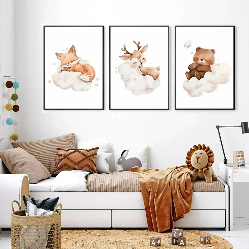 Dessin animé nuage Animal toil - Baby Nursery Murals avis et prix