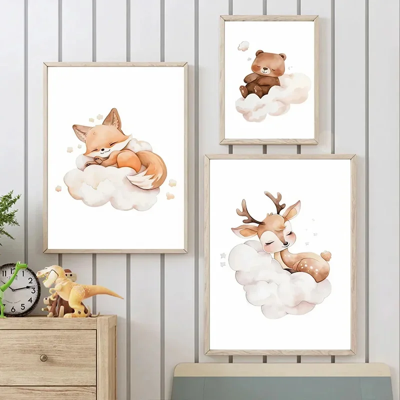 Dessin animé nuage Animal toil - Baby Nursery Murals avis et prix
