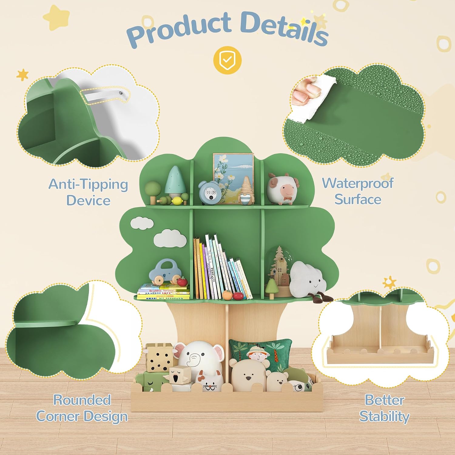 Étagère à livres en bois Monte - Baby Nursery Green avis et prix