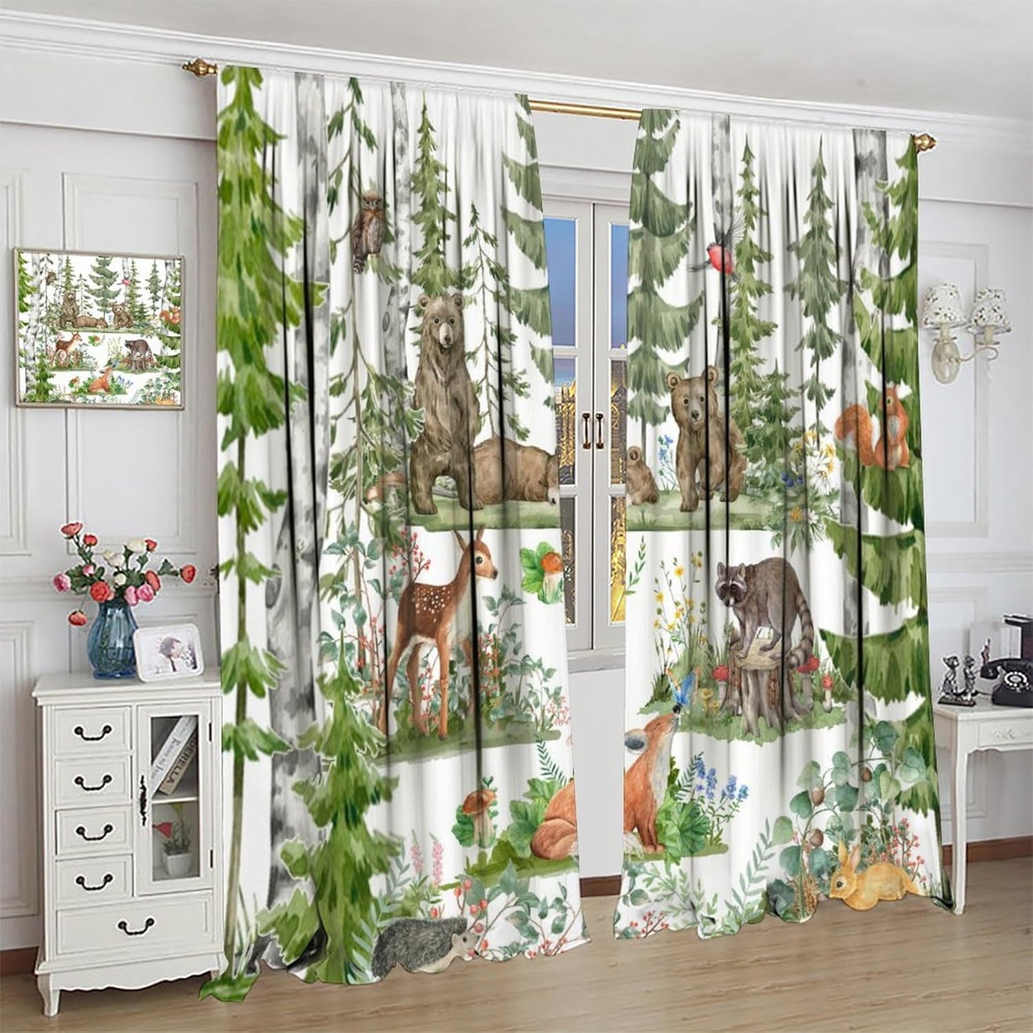 Rideaux d'animaux de la forêt  - Baby Nursery Green avis et prix