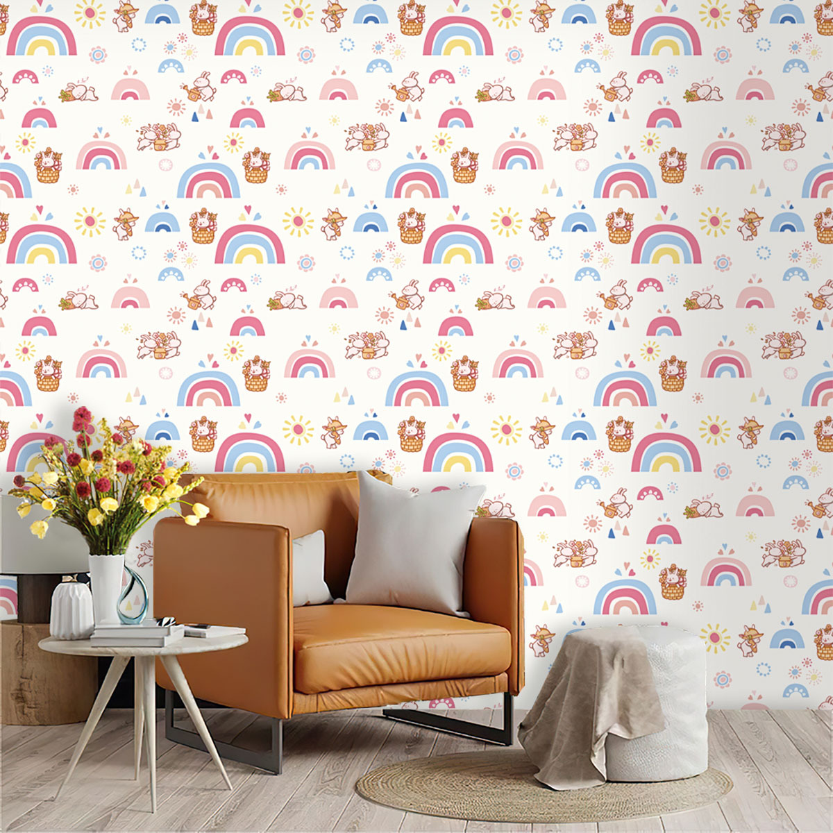 Boho arc-en-ciel enfants bâton - Baby Nursery Peel And Stick Wallpaper avis et prix